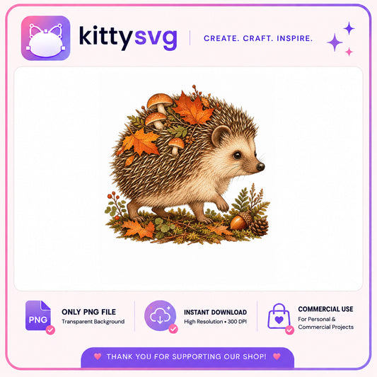 Autumn Hedgehog PNG Clipart, Fall Forest Animal, Woodland PNG