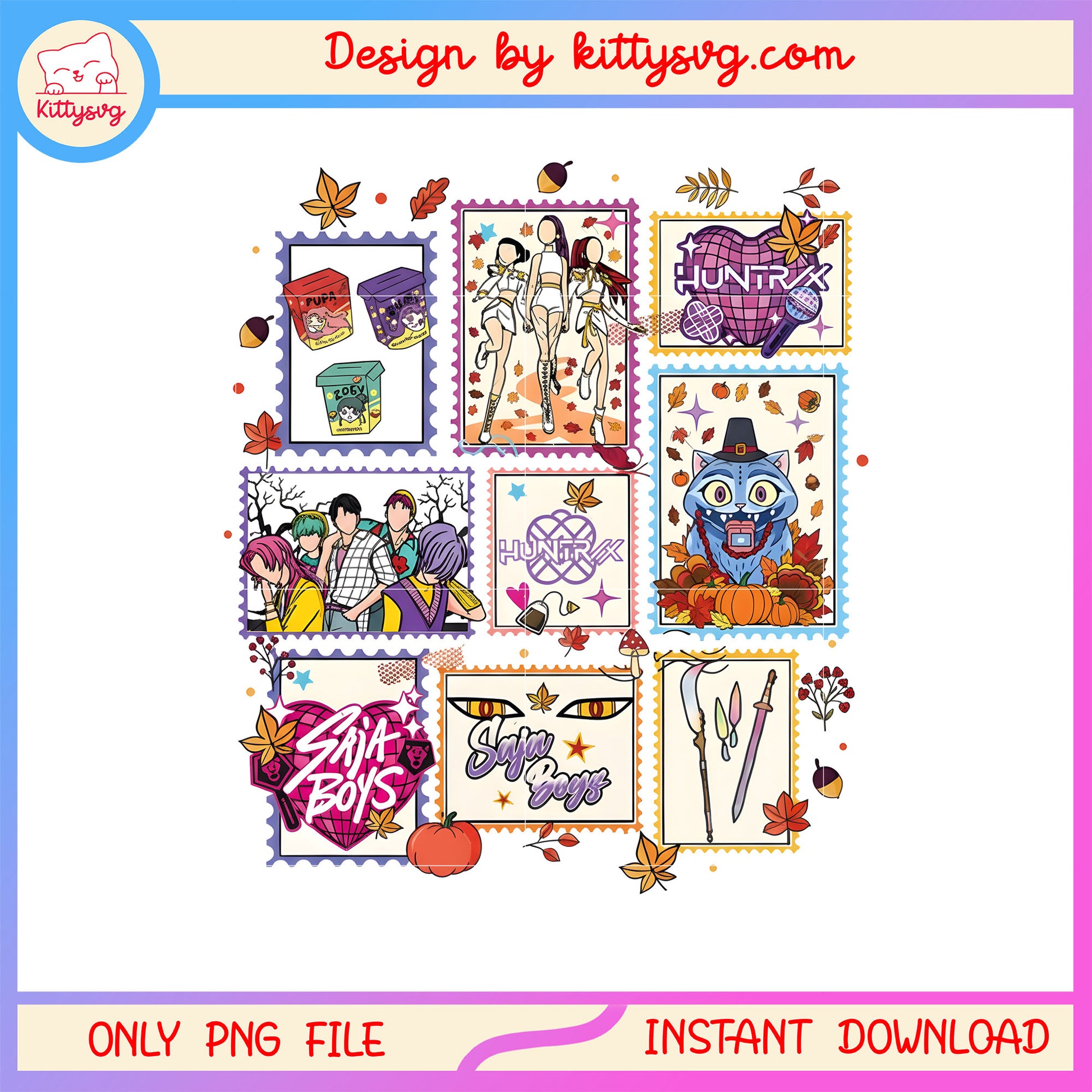 Autumn vibes kpop demon hunters collection png, kpop demon hunter png