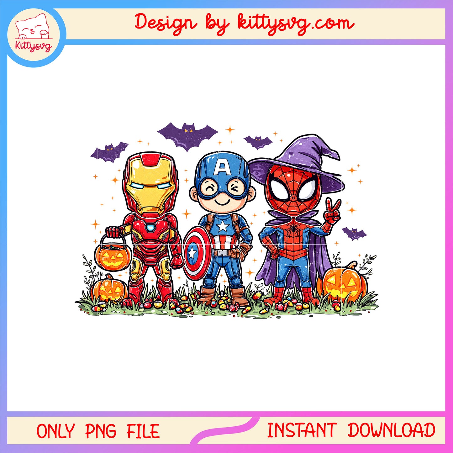 Avengers chibi hallwoeen costumes png, marvel cartoon png