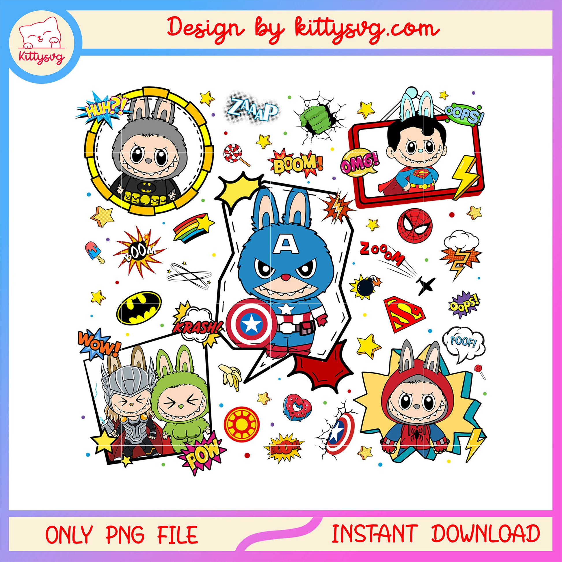 Avengers labubu monstr costume png, marvel heroes png