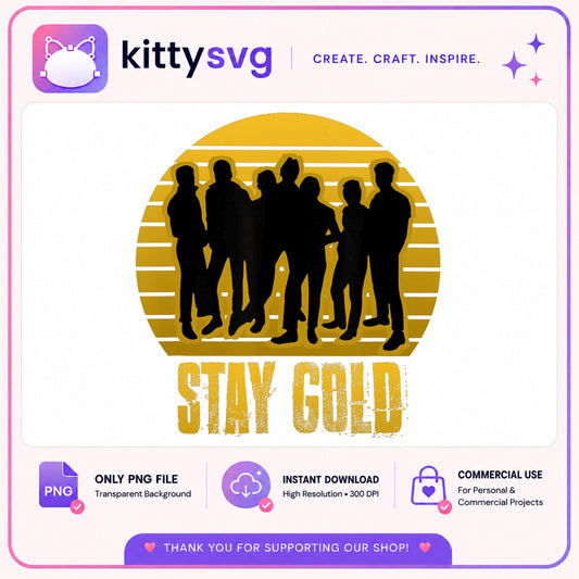 BTS Stay Gold PNG, Kpop Boy Band Silhouette PNG, Army Gift PNG