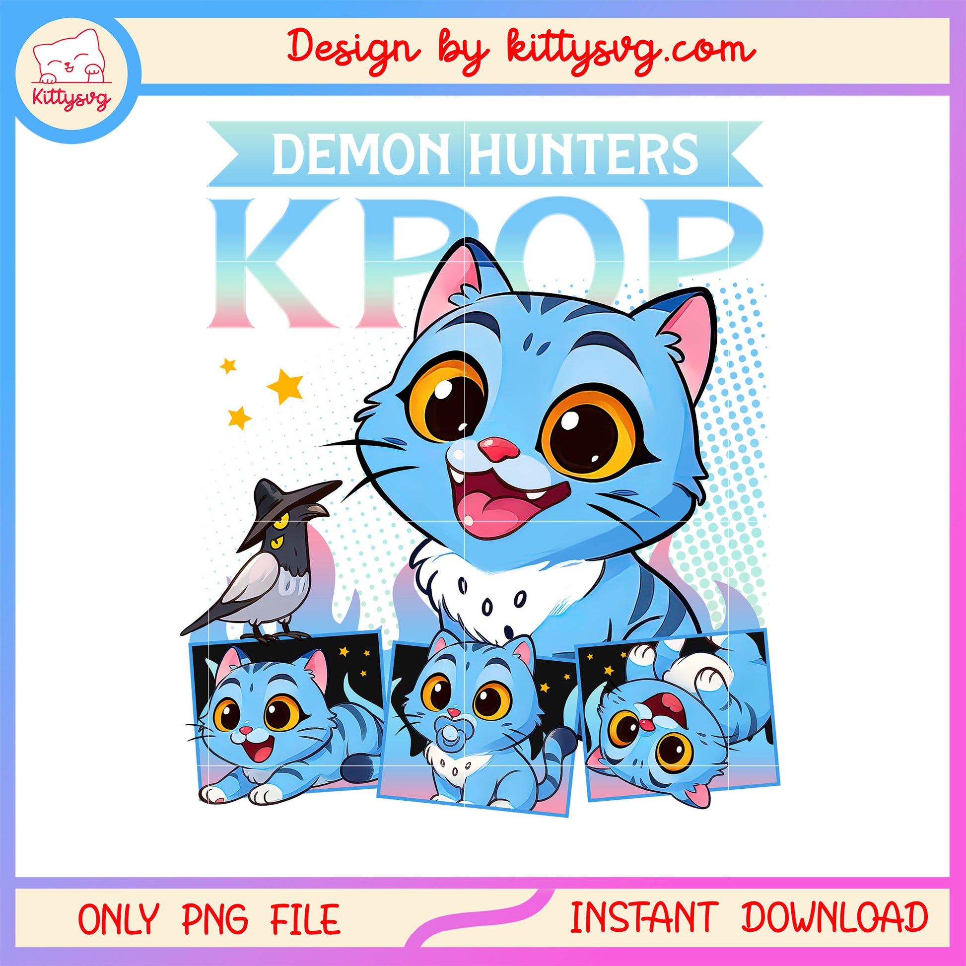 Baby blue derpy tiger design png, demon hunters tiger png
