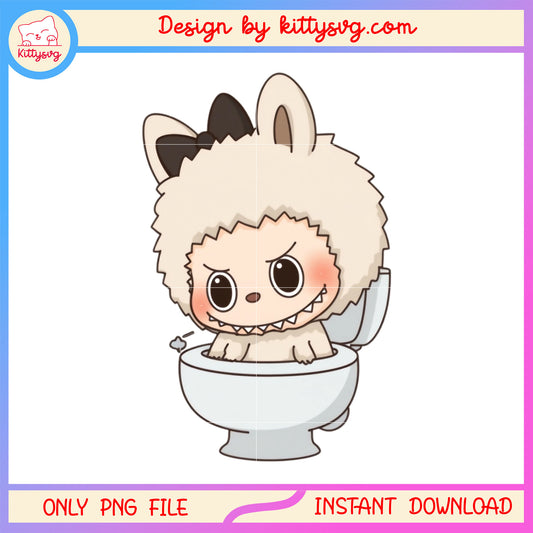 Baby cute labubu and toilet design png, labubu art png