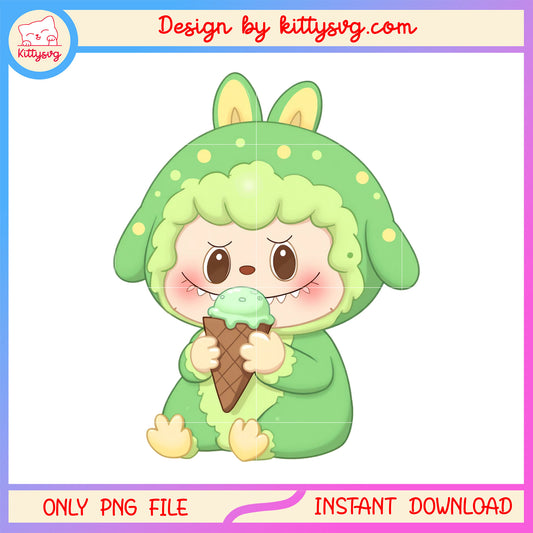 Baby cute labubu hand ice cream design png, labubu toy png, ice cream png