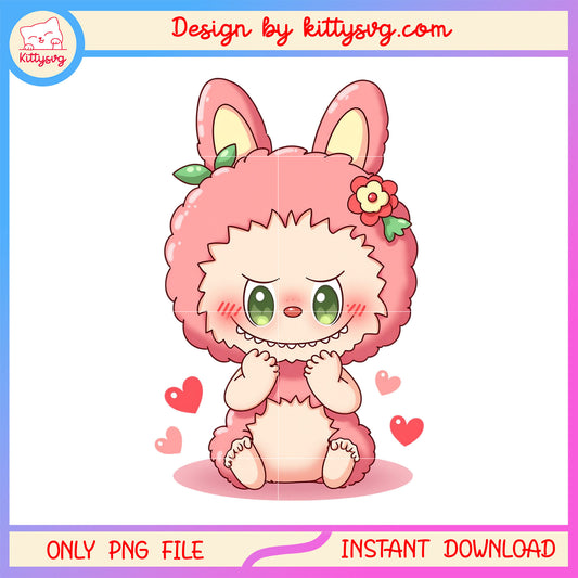 Baby cute labubu pink design png, labubu doll png, pink labubu png