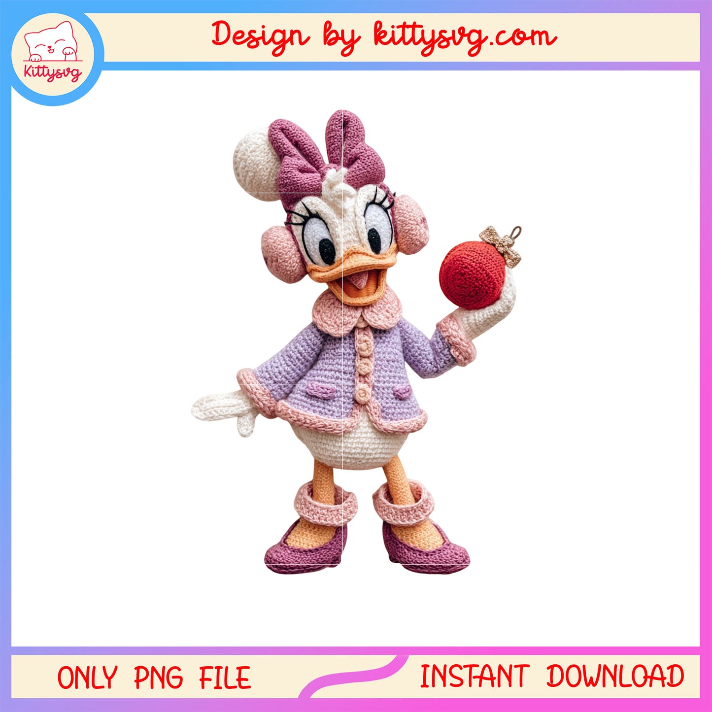 Baby daisy disney christmas patchwork png, daisy duck png