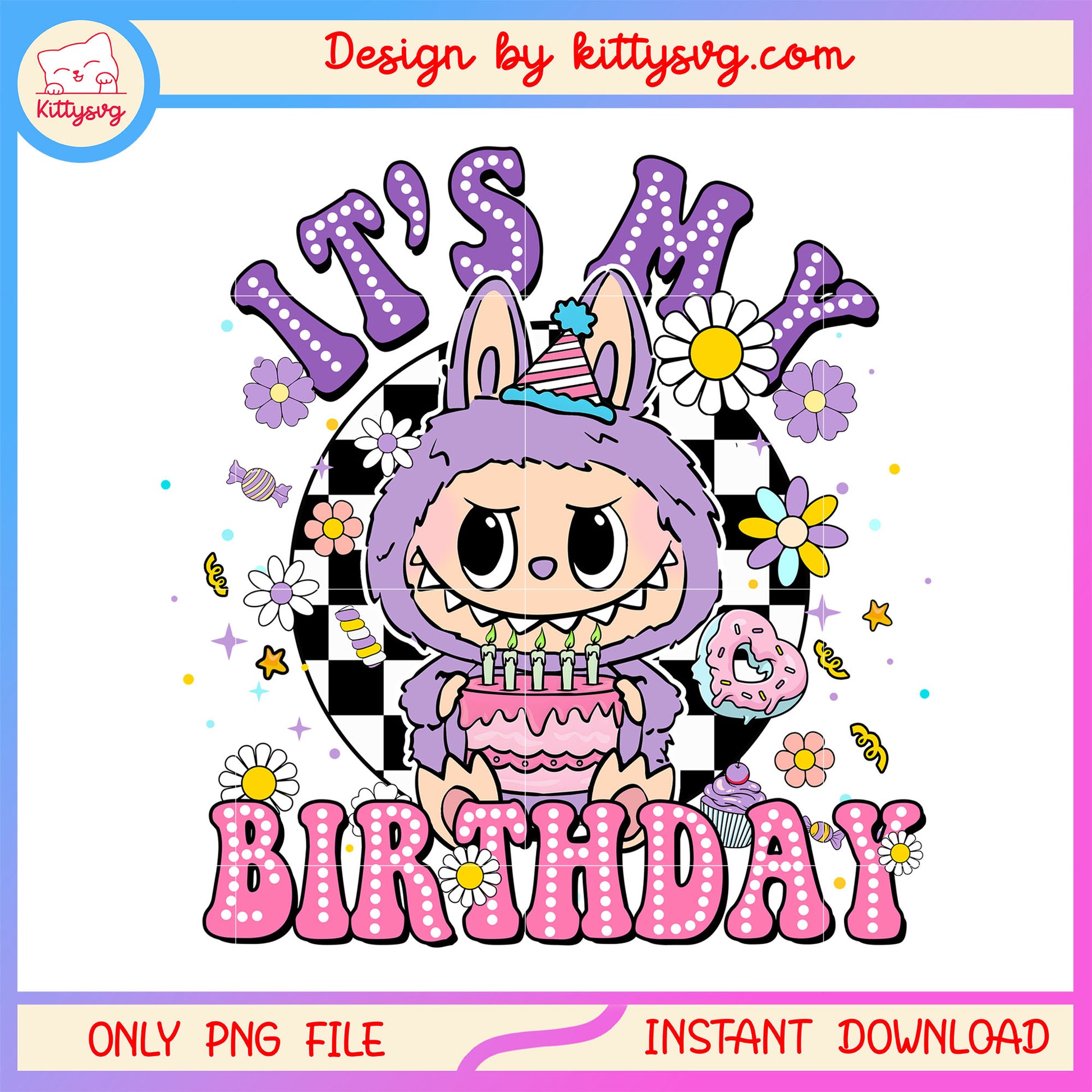 Baby doll labubu macaron png, labubu birthday decorations png