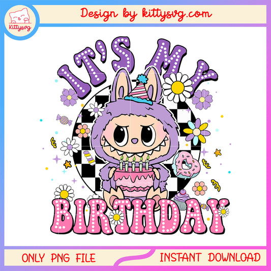 Baby doll labubu macaron png, labubu birthday decorations png