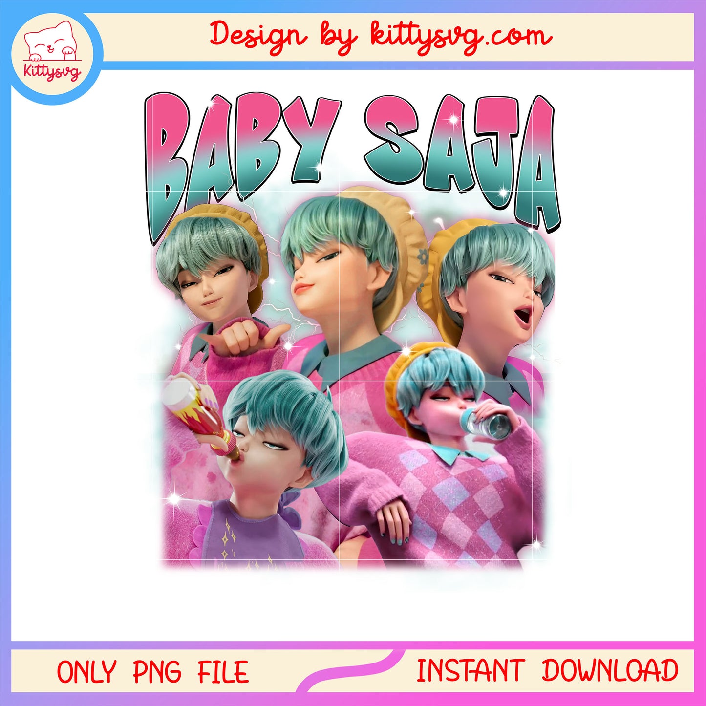 Baby kpop demon hunters character design png, the saja boys png