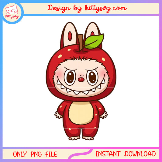 Baby labubu apple clothes doll design png, labubu clothes png