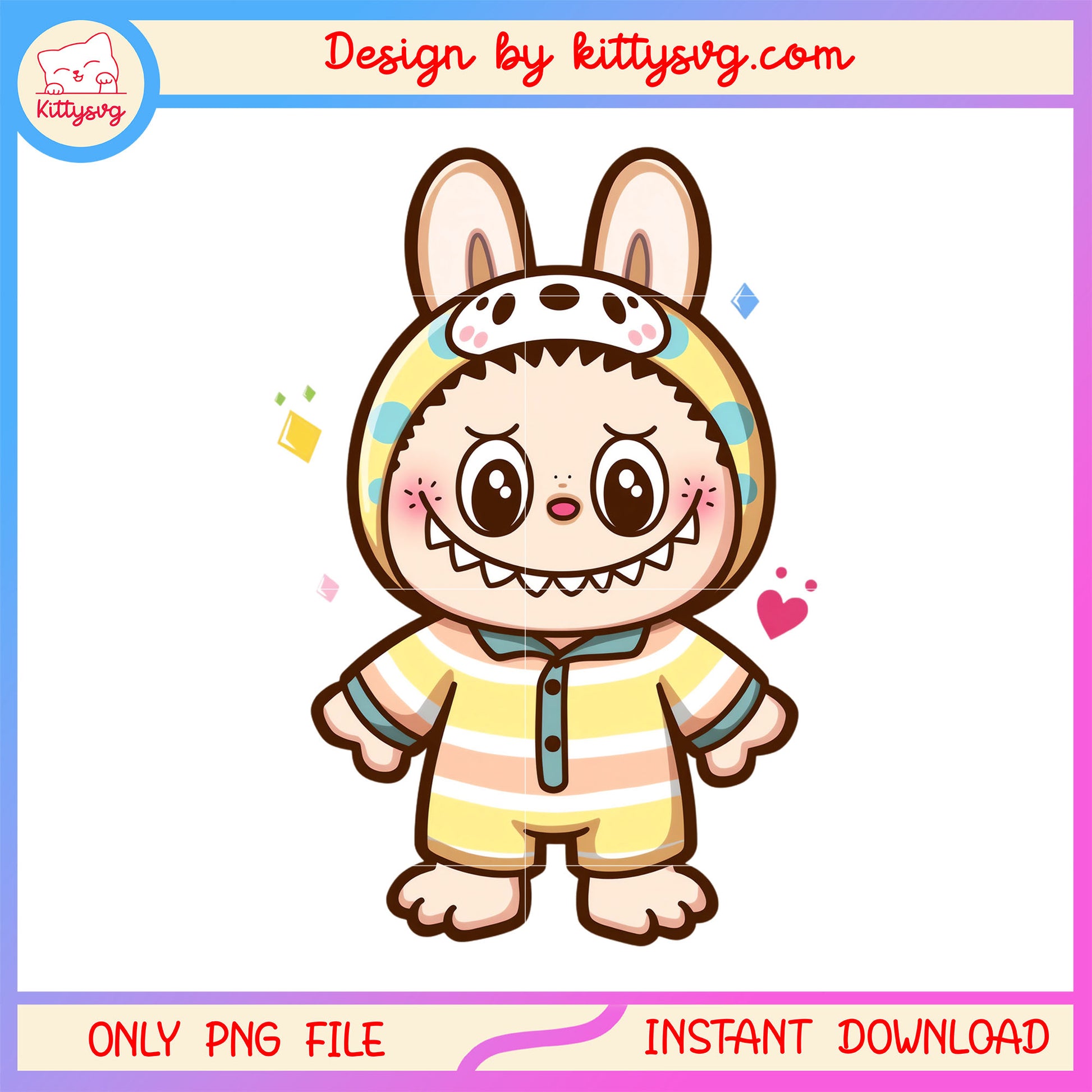 Baby labubu cute outfit design png, pop mart toy png