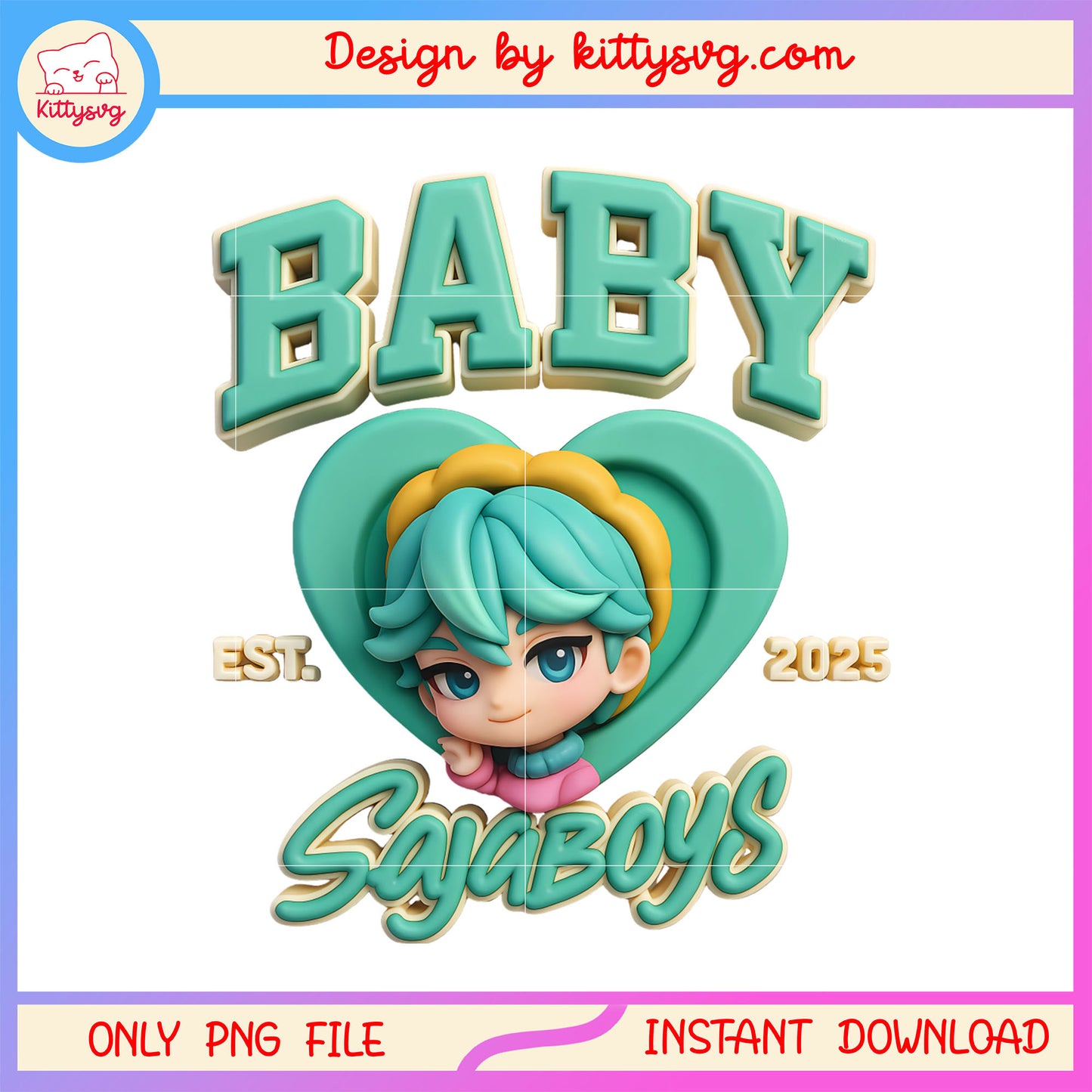 Baby sajaboys est 2025 heart design png, baby kpop demon huntrers png