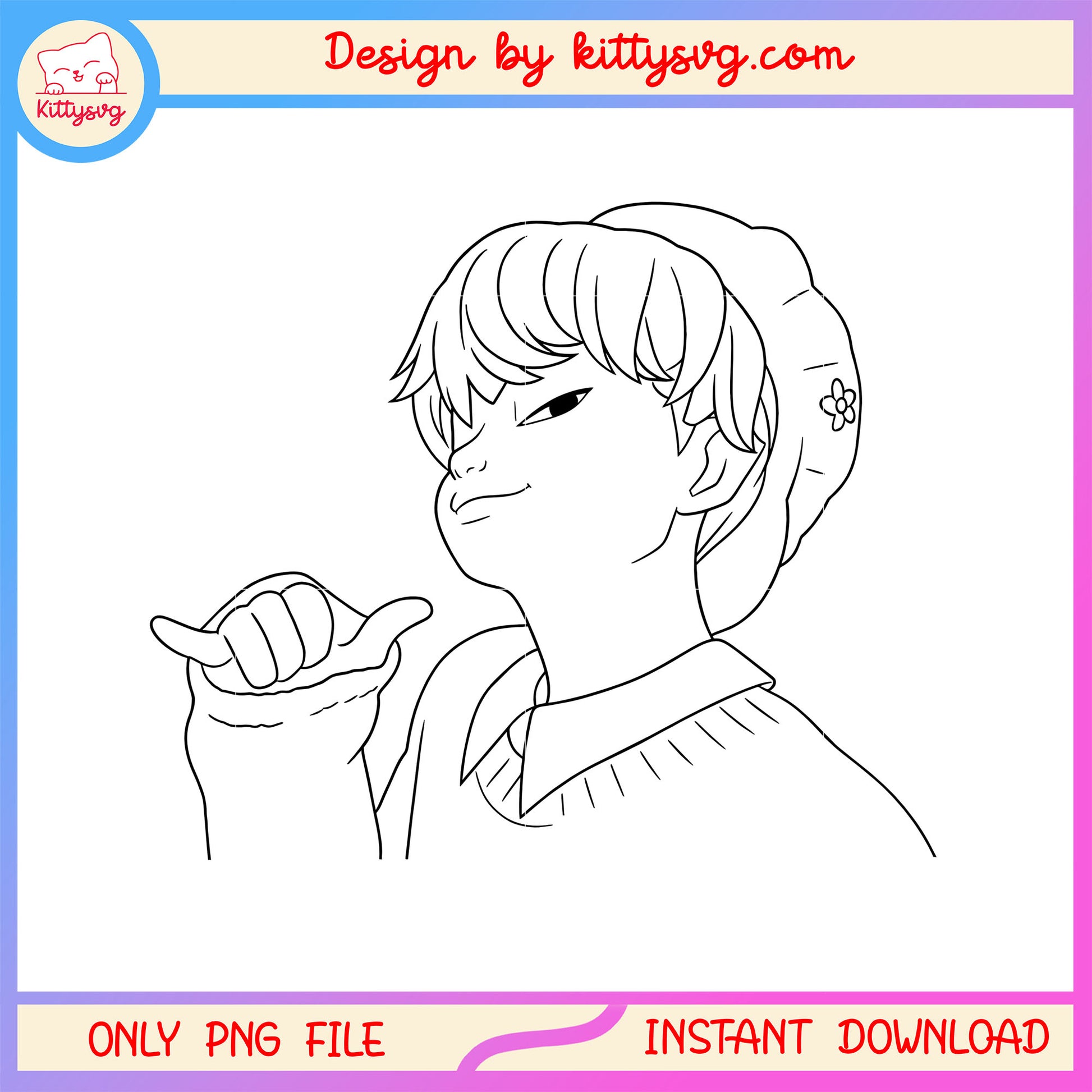 Baby saja character outline png, kpop demon hunters baby png