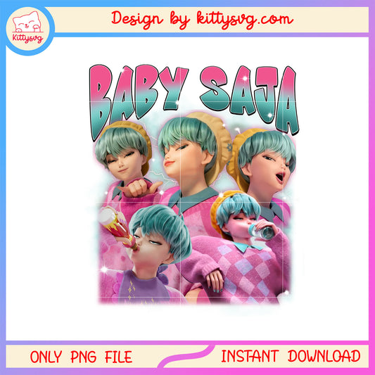 Baby saja member cartoon design png, Baby saja png, kpop hunters png