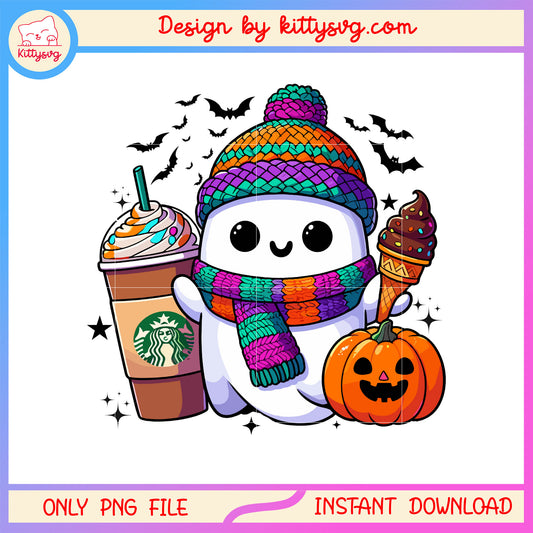 Baby sheet ghost starbucks coffee png, halloween decor png