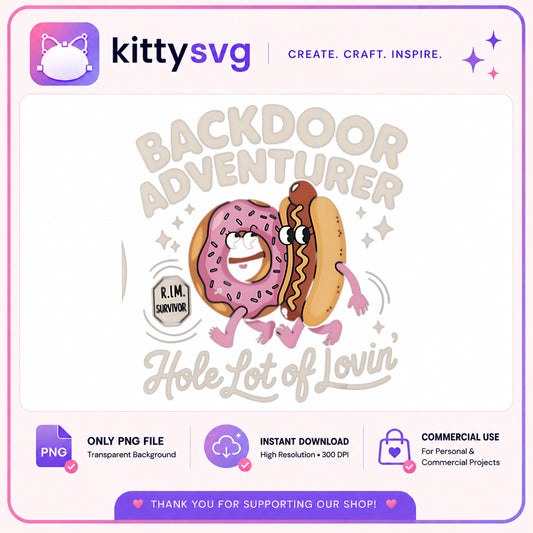 Backdoor Adventurer Funny Donut PNG, Hot Dog PNG, Humor PNG
