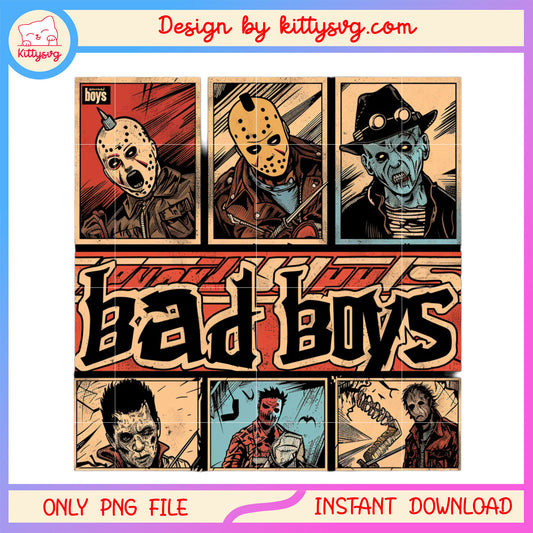 Bad boy collage characters killer design png, bad boys png, horror characters png