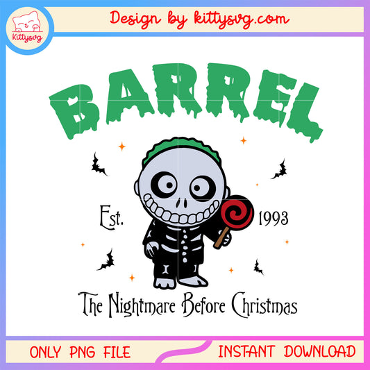 Barrel est 1993 the halloween design png, the nightmare before christmast png