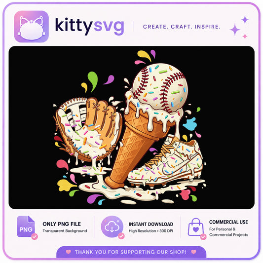 Baseball Ice Cream PNG, Funny Baseball Clipart, Baseball PNG