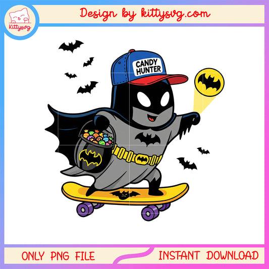 Batman skateboard candy halloween png, batman halloween png