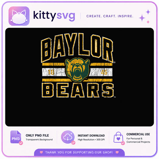 Baylor Bears Vintage PNG, College Football PNG, Game Day PNG