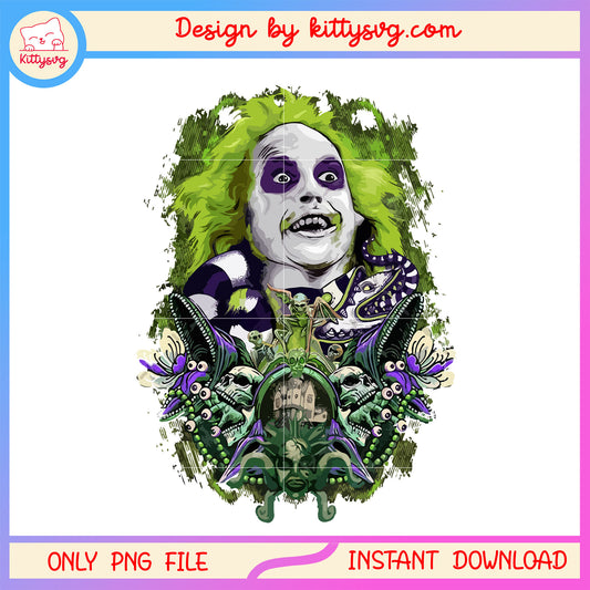 BeetleJuice portrait logo design png, halloween crazy png