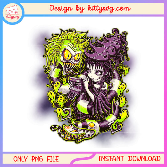 Beetlejuice and Lydia drawing halloween png, Beetlejuice png, cartoon png