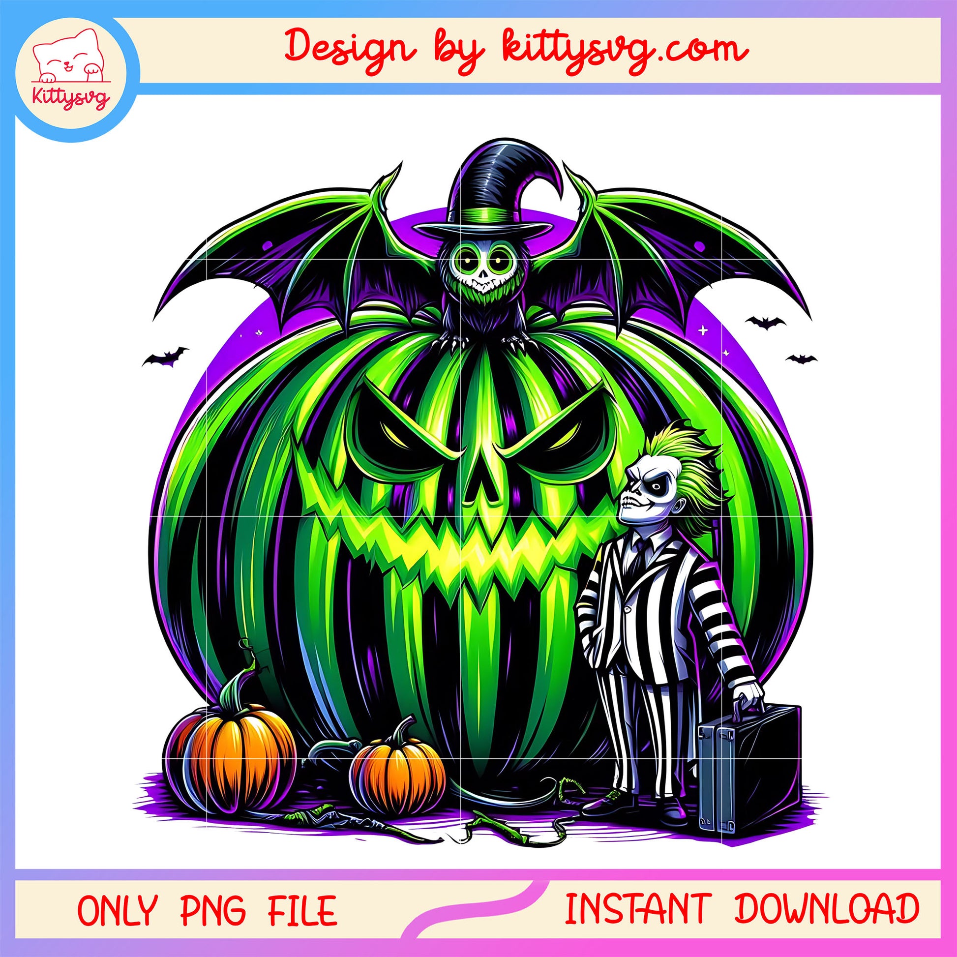 Beetlejuice and spooky big pumpkin png,  pumpkin halloween design png
