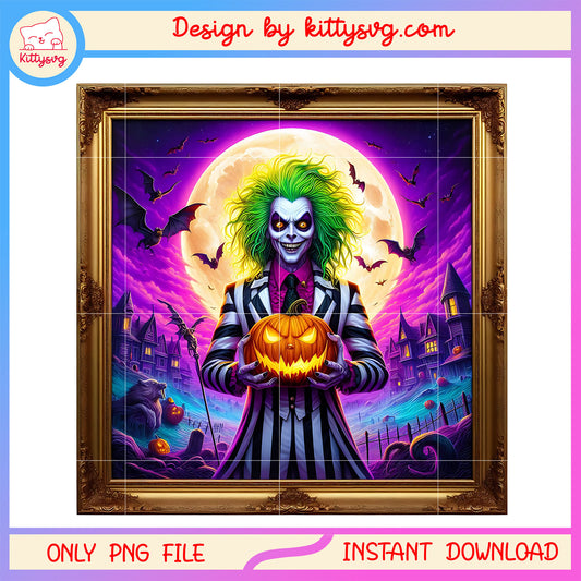Beetlejuice halloween holiday design png, happy halloween png, halloween picture png