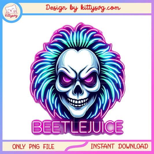 Beetlejuice head neon design png, Beetlejuice face png, halloween png