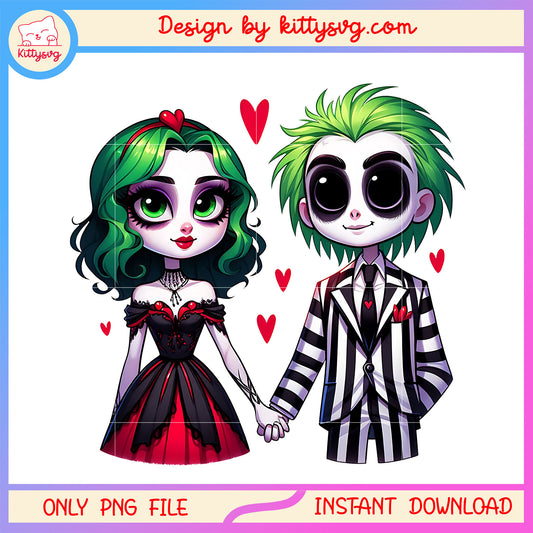 Beetlejuice lydia chibi couple png, beetlejuice and lydia chibi png