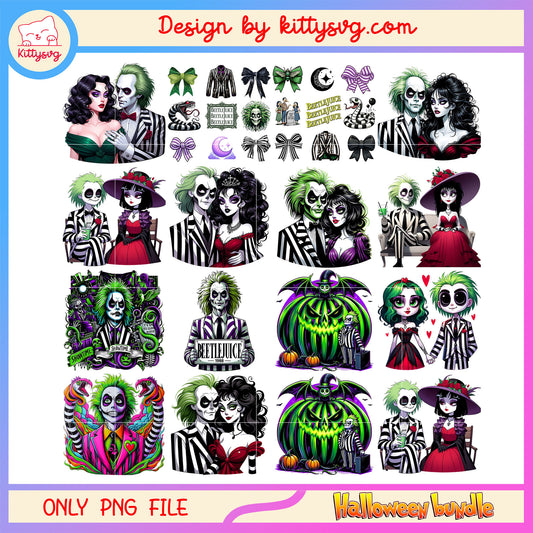 Beetlejuice lydia couple design bundle png, beetlejuice movie​ png