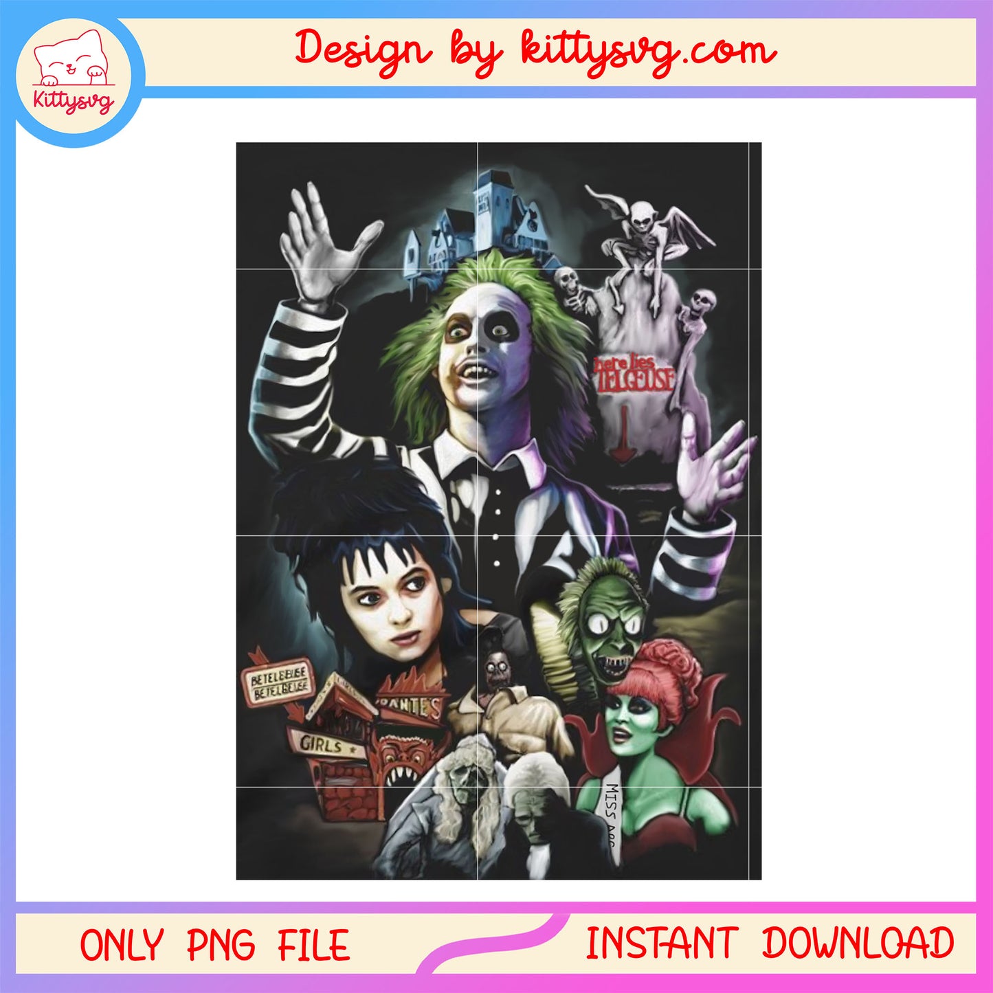 Beetlejuice pantes poster png, beetlejuice horror characters png