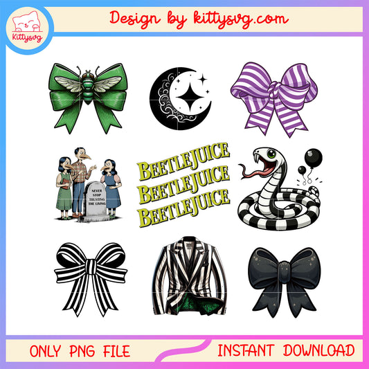 Beetlejuice pants bow png, Beetlejuice and halloween bow png