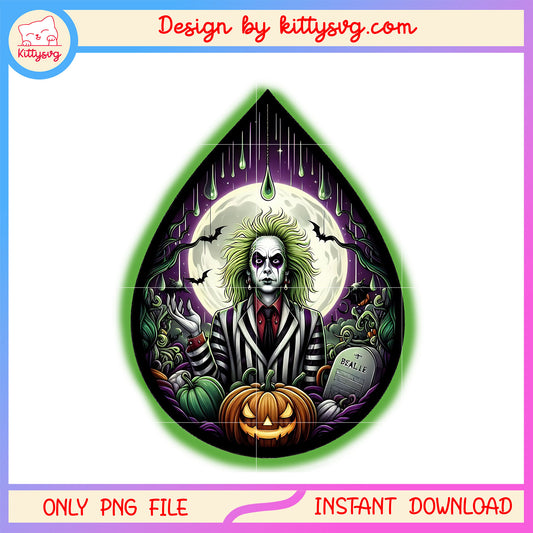 Beetlejuice pants cemetery pumpkin teardrop png, teardrop halloween png