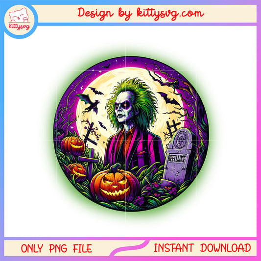 Beetlejuice pants tombstone pumpkin png, halloween horror poster png