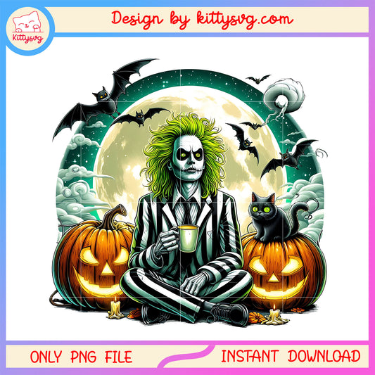 Beetlejuice pumpkin halloween design png, beetlejuice halloween png