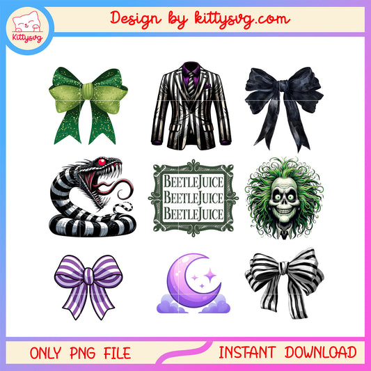 Beetlejuice snake bow png, Beetlejuice halloween Png, halloween bow png