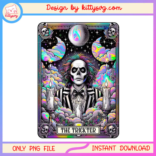 Beetlejuice the trickter Tarot card design png, tarot card png, horror characters png