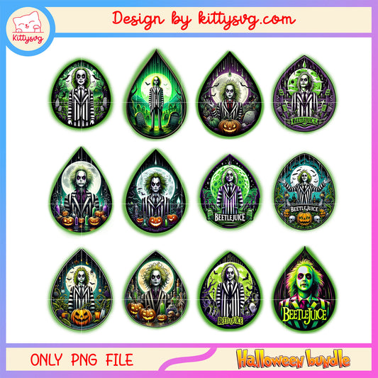 Beetlejuice water drops design bundle png, beetlejuice character​ png