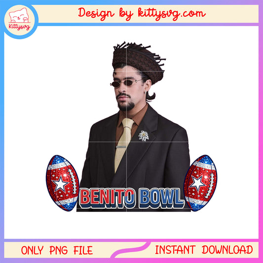 Benito bowl football design png, nfl bad bunny png, super bowl png