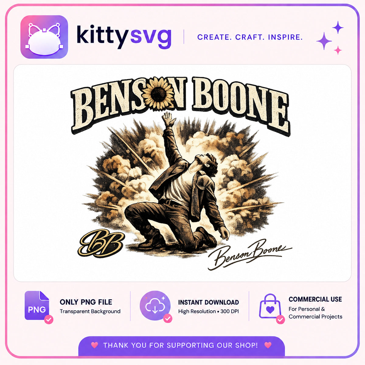 Benson Boone PNG, Music Fan Shirt Design PNG, Singer PNG