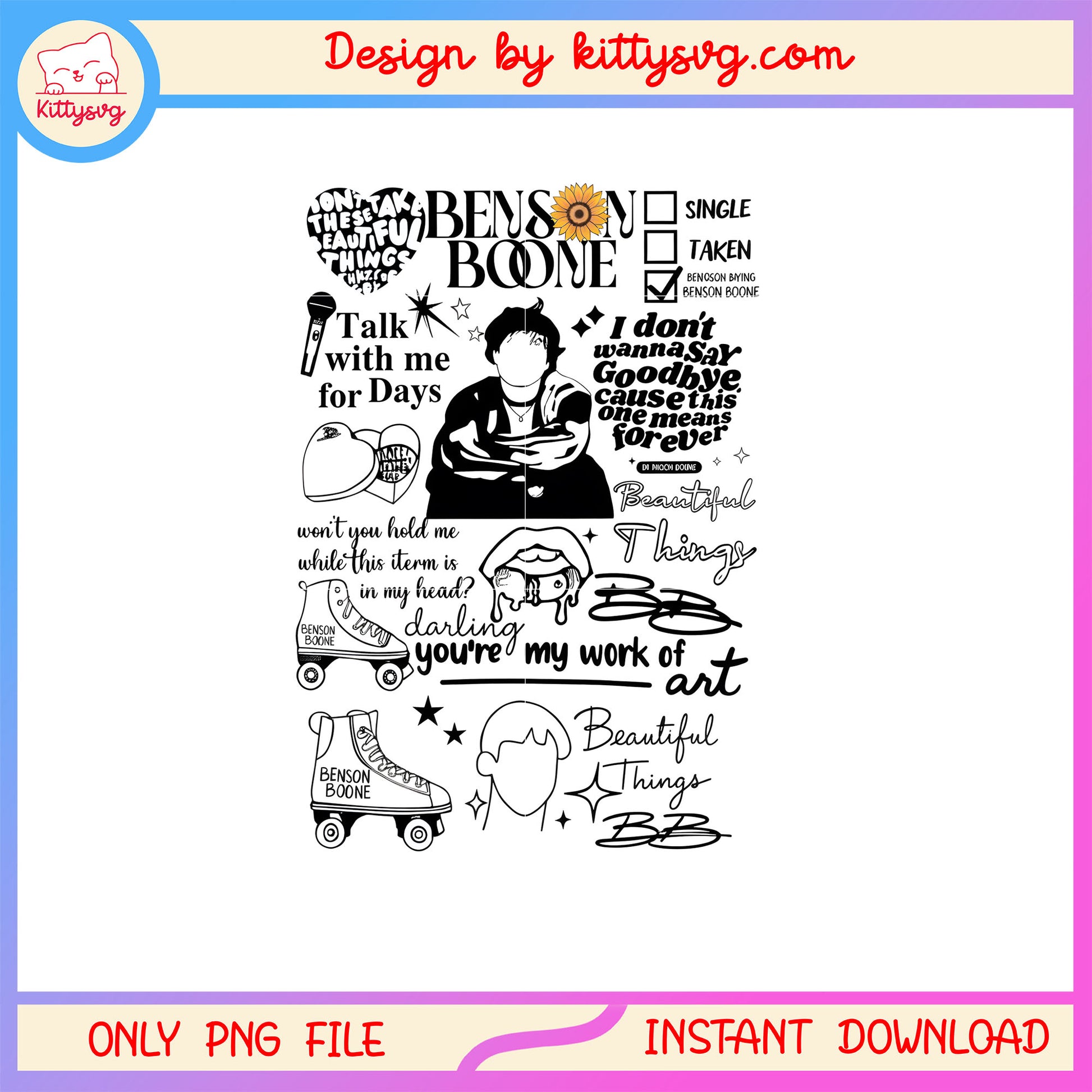 Benson boone songs clipart png, benson boone merch png