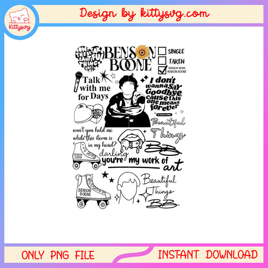 Benson boone songs clipart png, benson boone merch png