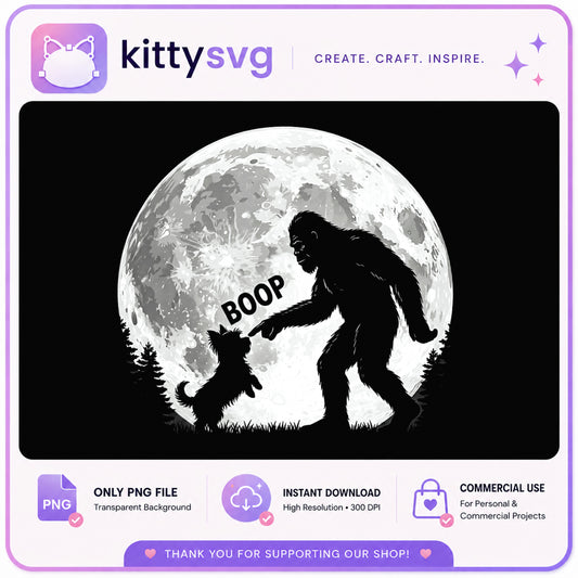 Bigfoot Boop Dog Moon PNG, Sasquatch Dog PNG, Funny Bigfoot PNG