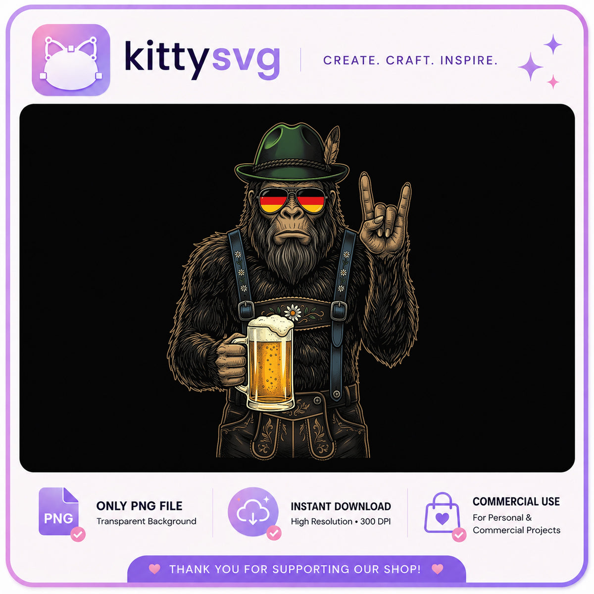 Bigfoot Oktoberfest Beer PNG, Sasquatch German Festival, Funny PNG