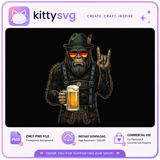 Bigfoot Oktoberfest Beer PNG, Sasquatch German Festival, Funny PNG
