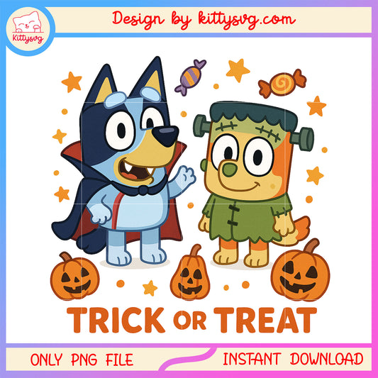 Bingo bluey character on halloween png, halloween decor png