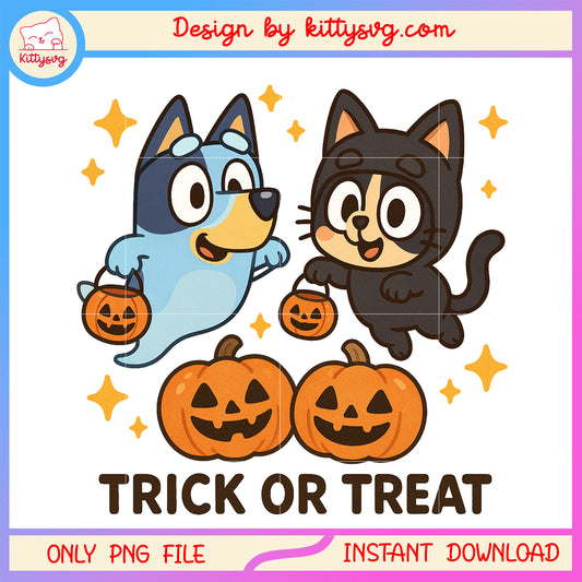 Bingo bluey trick or treat png, halloween cartoon png