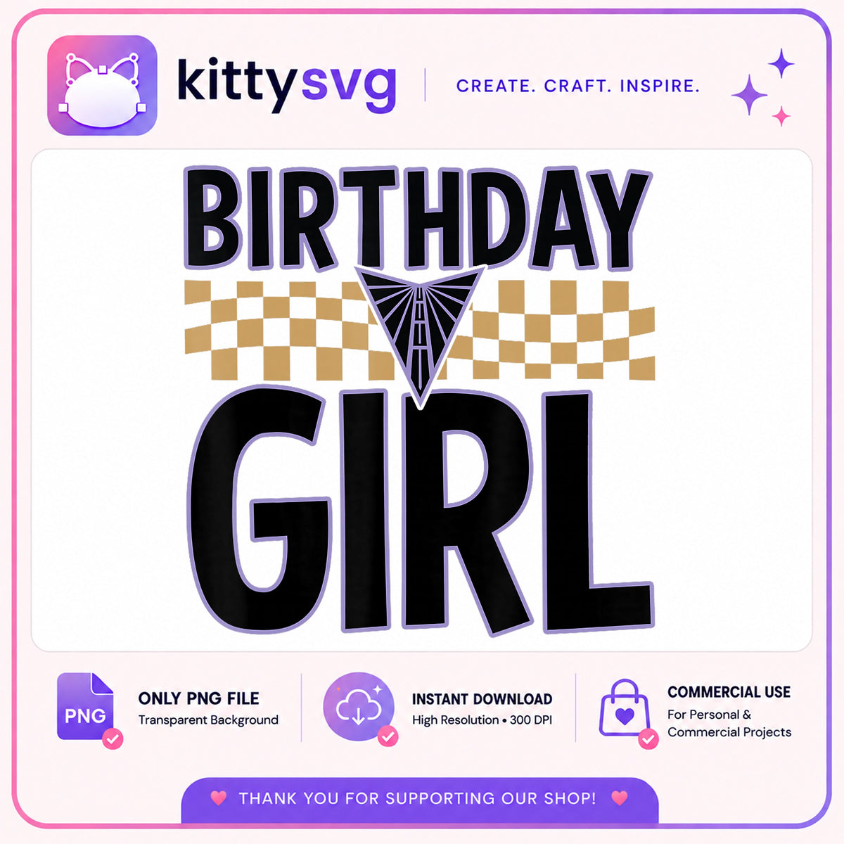 Birthday Girl Racing PNG, Checkered Flag Birthday, Girl PNG